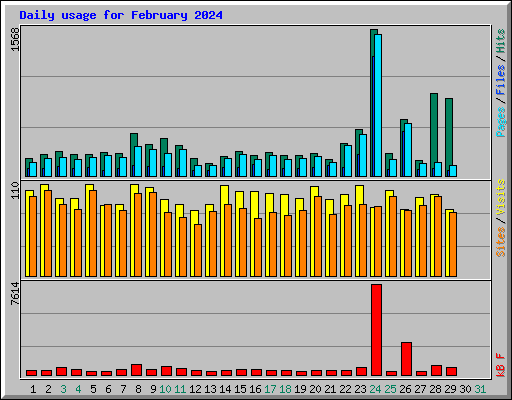 Daily usage for February 2024