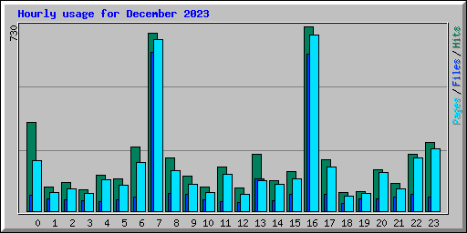 Hourly usage for December 2023